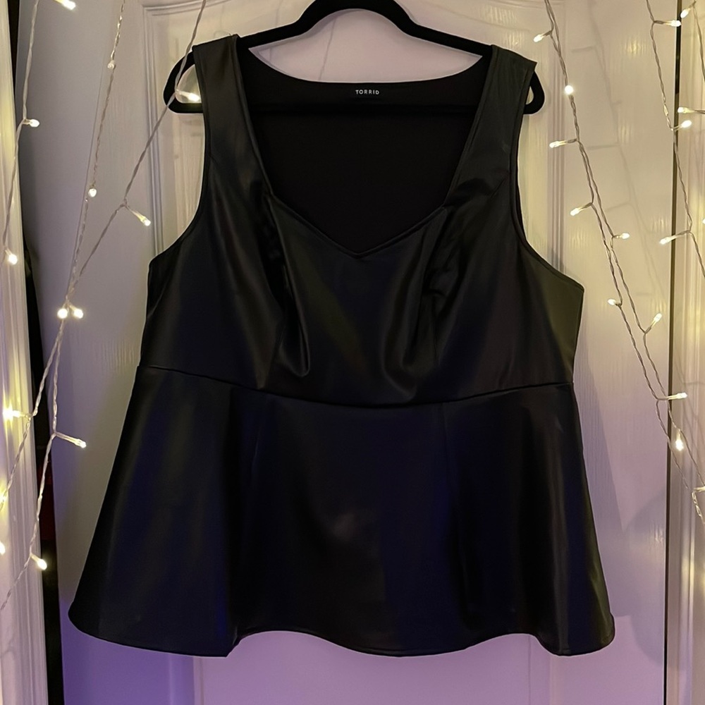 Torrid Peplum Faux Leather Top